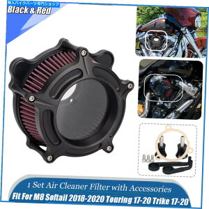 Air Filter n[[we[WNVbNgCOCĥ߂̃ubNGAN[i[ԋzCtB^[VXe Black Air Cleaner Red Intake Filter System For Harley Heritage Classic Tri Glide