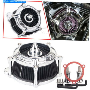 Air Filter n[[[hLO\tgAC_Cip̃N^[rGAN[i[ubNCe[NtB^[ Chrome Turbine Air Cleaner Black Intake Filter For Harley Road King Softail Dyna