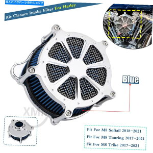 Air Filter �n�[���[���[�h�L���O�G���N�g���O���C�h�g���C�N�p�̃G�A�N���[�i�[�u���[�C���e�[�N�t�B���^�[�V�X�e�� Air Cleaner Blue Intake Filter System For Harley Road King Electra Glide Trike�y���s�A���i