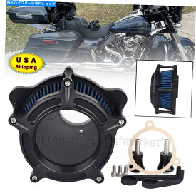 Air Filter マットブラックエアクリーナーハーレーソフトエイルブレイクアウトFLHX FLHR用の青い吸気フィルター Matte Black Air Cleaner Blue Intake Filter For Harley Softail Breakout FLHX FLHR