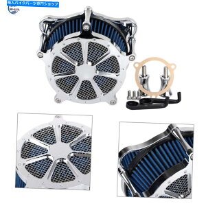 Air Filter NCNCJbgGAN[i[n[[c[OgCOCĥ߂̐zCtB^[08-16 Chrome CNC Cut Air Cleaner Blue Intake Filter For Harley Touring Tri Glide 08-16