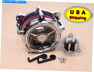 Air Filter NANGAN[i[n[[FLHT FLHR 08-16\tgAC16-17ɃtBbgNA Clear Chrome Air Cleaner Red Filter Fit For Harley FLHT FLHR 08-16 Softail 16-17