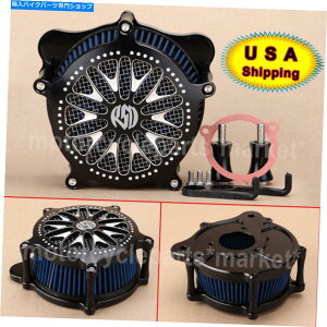 Air Filter n[[cA[̂߂̃GAN[i[u[zCtB^[Zbg08-16[hXg[gOCh Air Cleaner Blue Intake Filter Set For Harley Touring 08-16 Road Street Glide