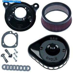 Air Filter S&Sサイクルブラックミニティアドロップステルスエアクリーナーキットハーレーツインカム S&S Cycle Black Mini Teardrop Stealth Air Cleaner Kit for Harley Twin Cam