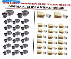Air Filter 「GT 650およびINT 650」の20PCエアフィルターと20PCオイルフィルターのロイヤルエンフィールドコンボ Royal Enfield Combo of 20PC Air Filter & 20PC Oil Filter For 'GT 650 & INT 650'
