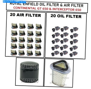 Air Filter オイルフィルターのロイヤルエンフィールドコンボ20pc&エアフィルター20pc for gt 650&int 650 Royal Enfield Combo of Oil Filter 20PC & Air Filter 20PC For GT 650 & INT 650