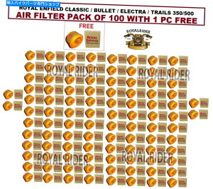 Air Filter ���C�����G���t�B�[���h�N���V�b�N /�e�� /�G���N�g�� /�g���C��350/500�G�A�t�B���^�[�p�b�N100�̃G�A�t�B���^�[�p�b�N ROYAL ENFIELD CLASSIC / BULLET / ELECTRA / TRAILS 350/500 AIR FILTER PACK OF 100�y