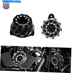 Air Filter CNCz[Xs[J[Jo[tn[[cA[08-16_CiɃtBbgXsJbgGAtB^[ CNC Horn Speaker Cover w/ Spin Cut Air Filter Fit For Harley Touring 08-16 Dyna