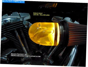 Air Filter 3D�C�[�O���S�[���hLED�G�A�N���[�i�[�z�C�t�B���^�[�n�[���[�I�[�g�o�C�G���{�|�C���g�R�[�� 3D EAGLE GOLD LED Air Cleaner Intake Filter Harley Motorcycle Elbow Point Cone�y���s�A���i�z