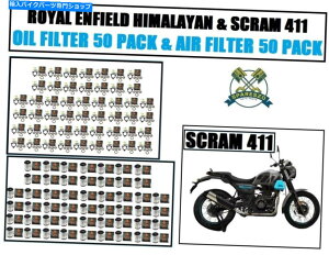 Air Filter ロイヤルエンフィールドヒマラヤ&スクラム411エアフィルター50pc&オイルフィルター50pc ROYAL ENFIELD HIMALAYAN & SCRAM 411 AIR FILTER 50PC & OIL FILTER 50PC