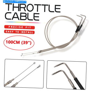 Cables 100cm 39 "n[[_Ciƌ݊̂ґgXbgP[uX[p[ChOCh 100CM 39" Braided Throttle Cable Compatible With Harley Dyna Super Wide Glide