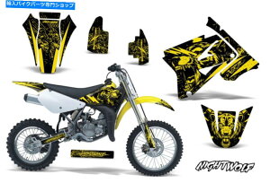 Graphics decal kit �X�Y�LRM 85 02-09�i�C�g�E���t�C�G���[�p�̃O���t�B�b�N�L�b�g�X�e�b�J�[�f�J�[�����b�v Graphics kit Sticker Decal Wrap for SUZUKI RM 85 02-09 NIGHTWOLF YELLOW