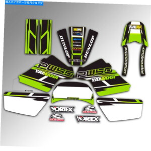 Graphics decal kit }nPW 50 PW50OtBbNXfJ[fR[tBbg1990N2018NO[ /ubN YAMAHA PW 50 PW50 GRAPHICS KIT DECALS DECO Fits Years 1990 - 2018 GREEN / BLACK