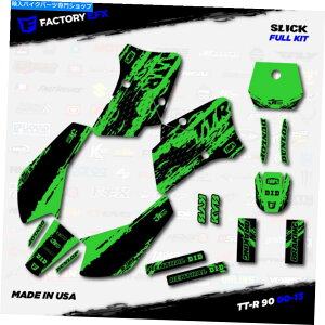 Graphics decal kit ubNO[XbN[VOOtBbNXLbgtBbg00-08}nTTR90 TTR 90fJ[ Black & Green Slick Racing Graphics Kit fits 00-08 YAMAHA TTR90 TTR 90 decal