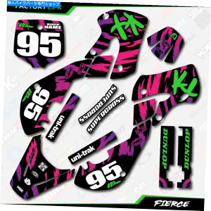 Graphics decal kit ���g���u���b�N�t�@�C�A�O���t�B�b�N�X�X�e�b�J�[�L�b�g�͐��KX65 KX 65 00-22�f�J�[���ɓK�����܂� Retro Black Fierce Graphics Sticker Kit fits Kawasaki KX65 KX 65 00-22 Decals