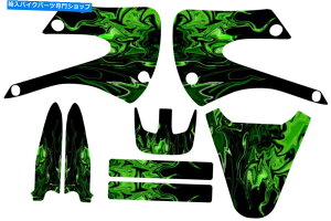 Graphics decal kit O[t[OtBbNLbgtBbgKX85 KX 85 01-12OtBbNfJ[XebJ[MX Green Flames Graphic Kit fit Kx85 kx 85 01-12 Graphics Decal Sticker MX