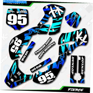 Graphics decal kit ACXu[t@CAOtBbNXXebJ[Lbg͐KX65 KX 65 00-22fJ[ɓK܂ Ice Blue Fierce Graphics Sticker Kit fits Kawasaki KX65 KX 65 00-22 Decals