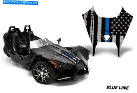 Graphics decal kit フードグラフィックスキットステッカーデカールラップポラリススリングショットフードキットブルーライン Hood Graphics kit Sticker Decal Wrap for Polaris Slingshot hood kit blue line