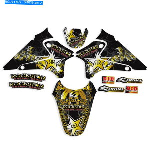 Graphics decal kit 2001-2007XYLDRZ 125 DRZ125OtBbNLbgbNX^[FubN /S[hfJ[ 2001 - 2007 SUZUKI DRZ 125 DRZ125 GRAPHICS KIT ROCKSTAR : BLACK / GOLD DECALS