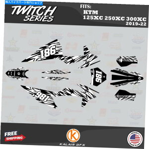 Graphics decal kit KTM 125xcA250xcA300xc 2019 2020 2021 2022 Twitch -whitep̃OtBbNLbg - zCg Graphics Kit for KTM 125XC, 250XC, 300XC 2019 2020 2021 2022 Twitch - White
