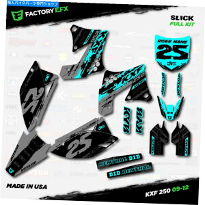 Graphics decal kit OCVAXbN[VOOtBbNXLbgɓK09-12JTLKXF250XebJ[KXF 250 Gray & Cyan Slick Racing Graphics Kit fits 09-12 Kawasaki Kxf250 Sticker Kxf 250