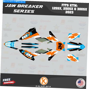 Graphics decal kit KTM MX 2�X�g���[�N125SX�A250SX�A300SX 2023 Jawbreaker-Cyan�p�̃O���t�B�b�N�L�b�g Graphics Kit for KTM MX 2-stroke 125SX, 250SX & 300SX 2023 Jawbreaker-Cyan�y���s�A���i�z