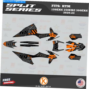 Graphics decal kit KTM 125EXC、250EXC、300EXC 2020 2021 2022 2023 Split -Orangeのグラフィックキット Graphics Kit for KTM 125EXC, 250EXC, 300EXC 2020 2021 2022 2023 Split - Orange