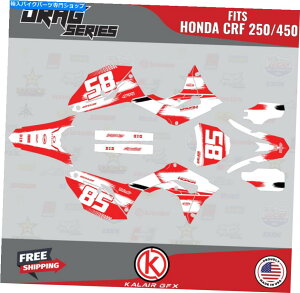 Graphics decal kit z_CRF250̃OtBbNLbgi2018-2021jCRF450i2017-2020jhbOV[Y - bh Graphics Kit for Honda CRF250 (2018-2021) & CRF450 (2017-2020) Drag Series-Red