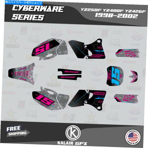 Graphics decal kit ���}�n�̃O���t�B�b�N�L�b�gYZ250F YZ400F YZ426F 1998-2002�T�C�o�[�E�F�A�}�Q���^ Graphics Kit for YAMAHA YZ250F YZ400F YZ426F 1998-2002 Cyberware-Magenta