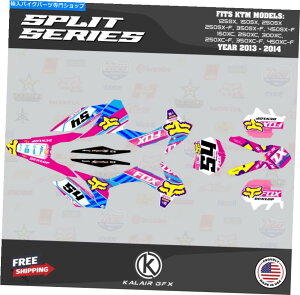Graphics decal kit KTM 150xc�A250xc�A300xc�i2013-2014�j�X�v���b�g�V���[�Y�̃O���t�B�b�N�L�b�g-CyanMagenta Graphics Kit for KTM 150XC, 250XC, 300XC (2013-2014) Split Series - Cyan Magenta