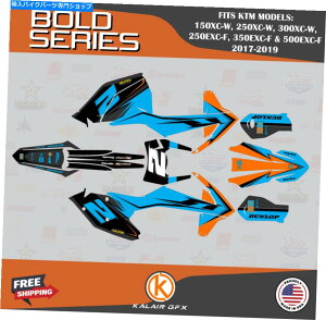 Graphics decal kit KTM 150/250/300XC-W��250/350/500EXC-F 2017-19 BOLD-ORANGE CYAN�p�̃O���t�B�b�N�L�b�g Graphics Kit for KTM 150/250/300XC-W & 250/350/500EXC-F 2017-19 Bold-Orange Cyan