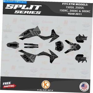 Graphics decal kit KTM 150SX�A250SX�A150XC�A200XC�A300XC�i2011�j�̃O���t�B�b�N�L�b�g�i2011�j�X�v���b�g - �� Graphics Kit for KTM 150SX, 250SX, 150XC, 200XC, 300XC (2011) Split - Smoke