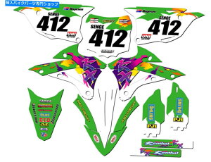 Graphics decal kit 2014-2021 KX 100cԂO[ZQOtBbNXLbgƌ݊ 2014-2021 KX 100 THROWBACK Green Senge Graphics Kit Compatible with Kawasaki