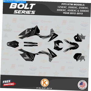 Graphics decal kit KTM 125 200 250 300 450 500EXC用のグラフィックキット(2012-2013)ボルトスモーク Graphics Kit for KTM 125 200 250 300 450 500EXC (2012-2013) Bolt-Smoke