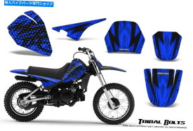 Graphics decal kit ヤマハPW80 creatorxグラフィックスカールステッカー部族ボルトブルー YAMAHA PW80 CREATORX GRAPHICS KIT DECALS STICKERS TRIBAL BOLTS BLUE