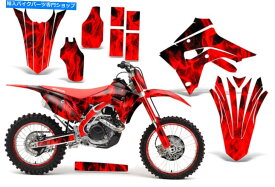 Graphics decal kit フルグラフィックスキットホンダCRF250R 18-21 450R-RX 17-20デカールキットフレームレッド Full Graphics Kit Honda CRF250R 18-21 450R-RX 17-20 Decal Kit Flames Red