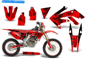 Graphics decal kit z_CRF250X_[goCNOtBbNLbgfJ[bvfRXebJ[04-16t[bh Honda CRF250X Dirt Bike Graphics Kit Decal Wrap Deco Stickers 04-16 Flames Red