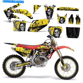 Graphics decal kit デカールグラフィックキットホンダCRF 450 Rダートバイクステッカー背景05-08 reap yllw Decal Graphic Kit Honda CRF 450 R Dirt Bike Sticker Backgrounds 05-08 REAP YLLW