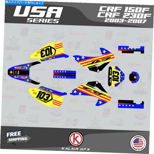 Graphics decal kit Honda CRF150F CRF230F̃OtBbNLbgi2003-2007jUSA-CG[ Graphics Kit for HONDA CRF150F CRF230F (2003-2007) Usa - Yellow