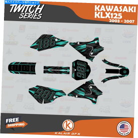 Graphics decal kit 川崎KLX 125のグラフィックキット（2003-2007）KLX125 Twitch-Teal Graphics Kit for KAWASAKI KLX 125 (2003-2007) KLX125 TWITCH-teal