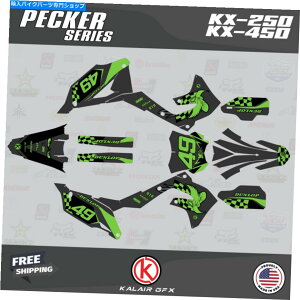 Graphics decal kit KX450F̃OtBbNLbgi2019-2023jKX250Fi2021-2023jPecker-GreenS Graphics Kit for KAWASAKI KX450F (2019-2023) KX250F (2021-2023) Pecker - Green S
