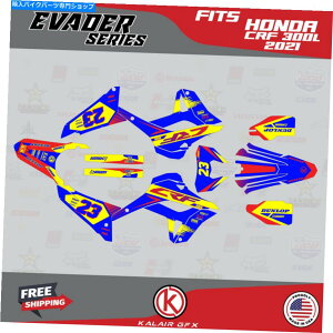 Graphics decal kit �z���_CRF300L CRF 300L 2021 Evader-Krazy�̃O���t�B�b�N�L�b�g Graphics Kit for Honda CRF300L CRF 300L 2021 EVADER-krazy�y���s�A���i�z