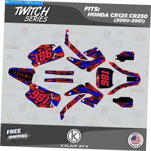 Graphics decal kit z_CR125 CR250 2000 2001 CR 125 CR 250 Twitch-Red BluẽOtBbNLbg Graphics Kit for HONDA CR125 CR250 2000 2001 CR 125 CR 250 Twitch-Red Blue