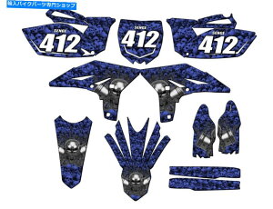 Graphics decal kit 2010-2013 YZ 250 F 4�X�g���[�N���̃M�A�w�b�h�u���[�Z���Q�O���t�B�b�N�X�p�e�B�u... 2010-2013 YZ 250 F 4-STROKE FLAMING GEARHEAD Blue Senge Graphics Kit Compatib...�y���s�A���i�z