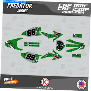 Graphics decal kit Honda CRF150F CRF230F̃OtBbNLbgi2008-2014jvf^[V[Y-Green Graphics Kit for HONDA CRF150F CRF230F (2008-2014) Predator Series - Green
