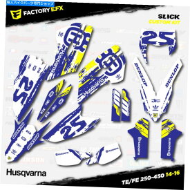 Graphics decal kit ブルー＆イエロースリックレーシンググラフィックスキットはハスクバルナ14-16 TE FE 250 450 TE250に適合します Blue & Yellow Slick Racing Graphics Kit fits Husqvarna 14-16 TE FE 250 450 TE250