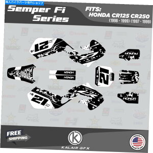 Graphics decal kit z_CR125̃OtBbNLbgi1998-1999jCR250i1997-1999jsemperfi-white Graphics Kit for HONDA CR125 (1998-1999) & CR250 (1997-1999) SemperFi- White