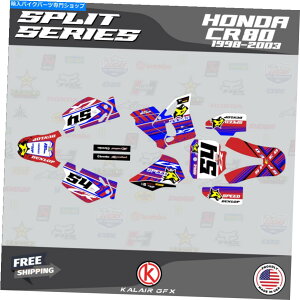 Graphics decal kit �z���_CR80�̃O���t�B�b�N�L�b�g�i1998-2003�jCR 80�X�v���b�g���b�h�u���[ Graphics Kit for Honda CR80 (1998-2003) CR 80 SPLIT-red-blue�y���s�A���i�z