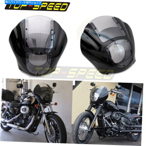 Graphics decal kitFairings n[[X|[cX^[XL̂߂̃NAtgKXtubNNH[^[wbhCgtFAO Black Quarter Headlight Fairing W/ Clear Windshield For Harley Sportster XL