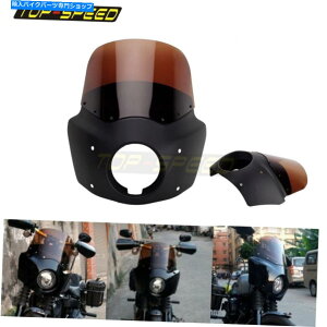 Fairings �u���b�N5 3/4 �t�����g�w�b�h���C�g�t�F�A�����O�t�����g�K���X�n�[���[�_�C�i���C�h�O���C�hfxdwg Black 5 3/4 Front Headlight Fairing Windscreen For Harley Dyna Wide Glide FXDWG�y���s�A���i�z